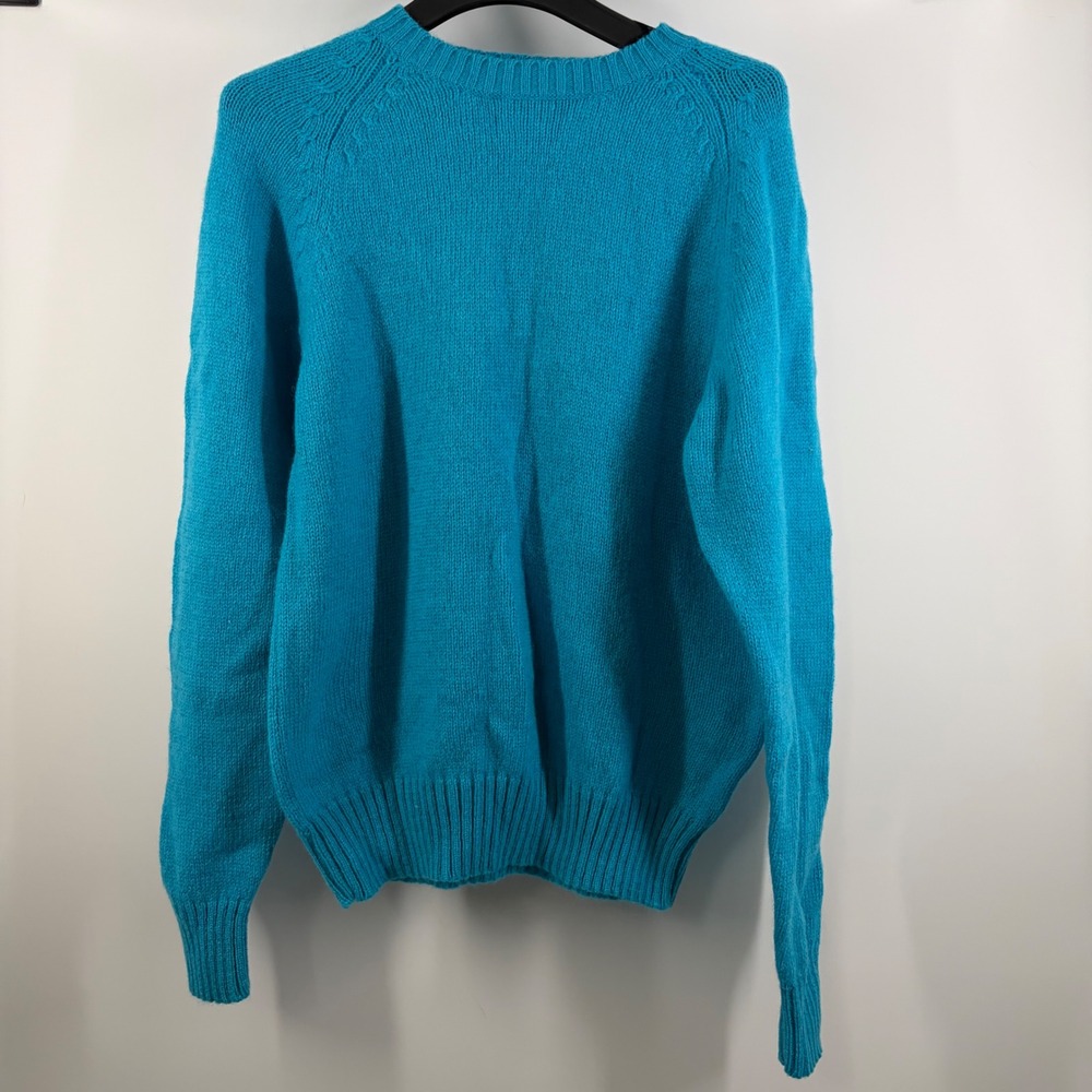 Vintage The Fox Collection JCPenney Blue Wool Blend Crewneck Sweater Mens Large